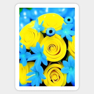 SUNNY YELLOW AND BLUE FLOWERS Sticker